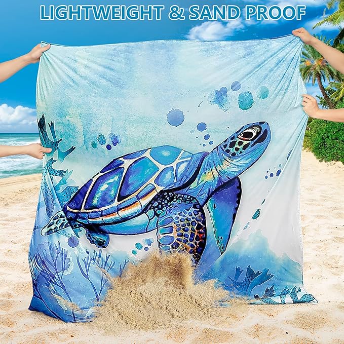 Beach Blanket Waterproof Sandproof Beach Mat 79 X 83/10'x9'for 2-8 Adults Quick Drying Outdoor Picnic Mat Beach Accessories for Travel Camping Hiking