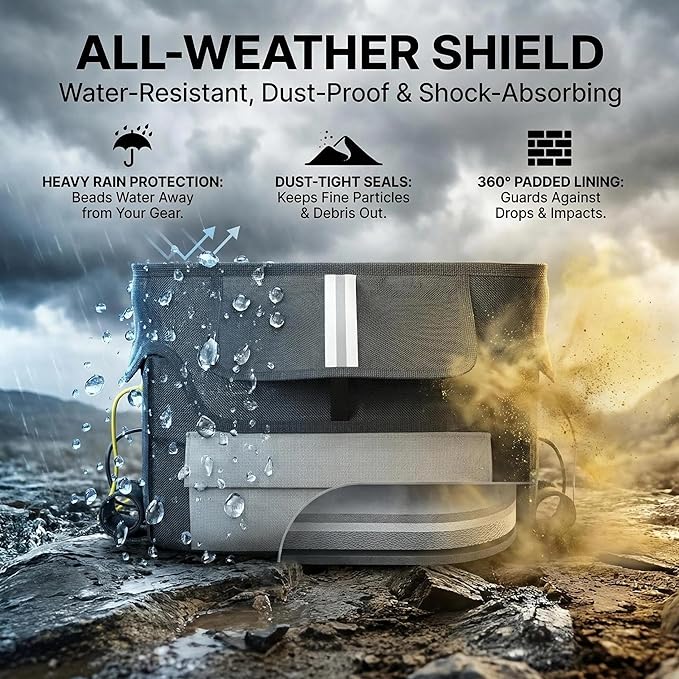 Protective Storage Bag Designed for ECOFLOW DELTA Waterproof and Heavyduty with Portable Opennings for Outside Organizer for Camping for Delta 2 &amp Extra Battery