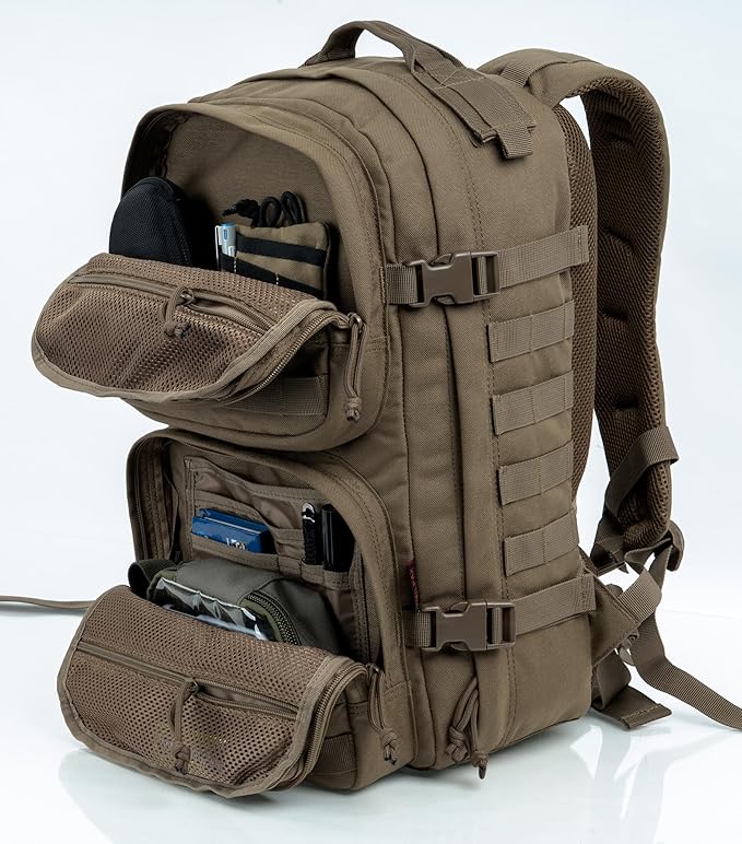 Tactical Backpack Military Survival Pack EDC Daypack Bag MOLLE for Camping Hiking Hunting Bugout Travel 25L