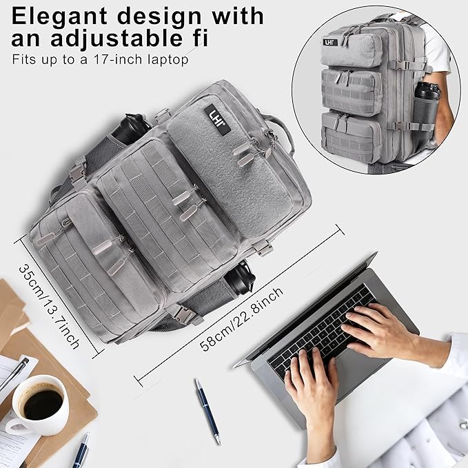 LHI Tactical Military Backpack for Men and Women 25L/35L Army Assault Pack Bag Small Rucksack with Bottle Holder