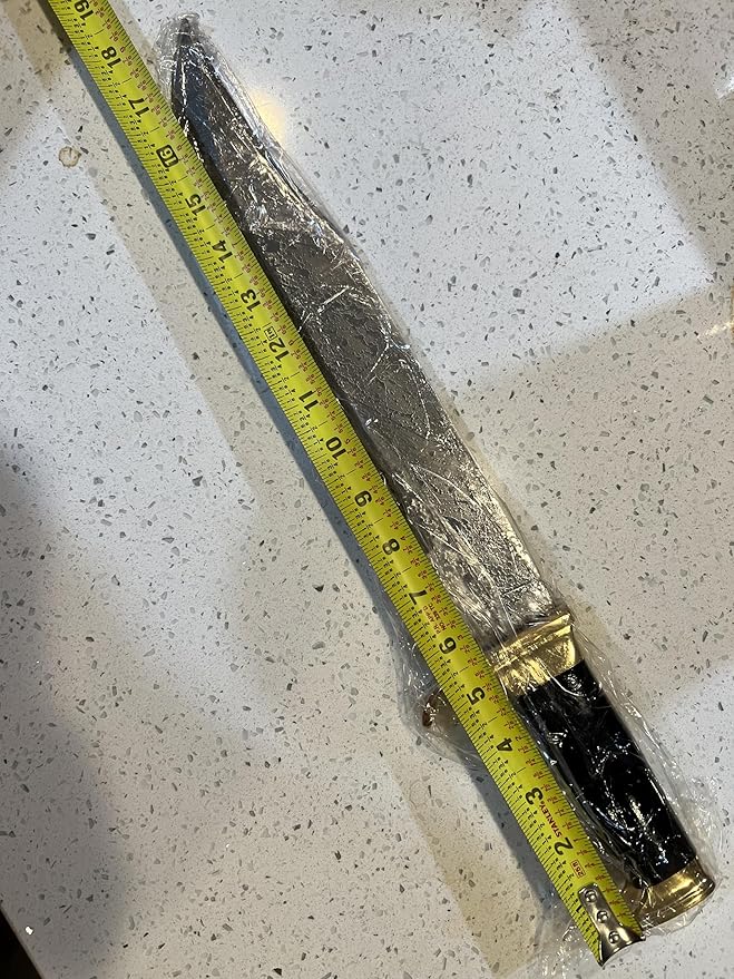 15.5 Long hand forged hammered Carbon steel Hunting Bowie Knife Bull horn and Rose wood scale with Brass finger guard &amp Pommel Over 10 sharp clip point blade cutting edge Cow Hide Leather she