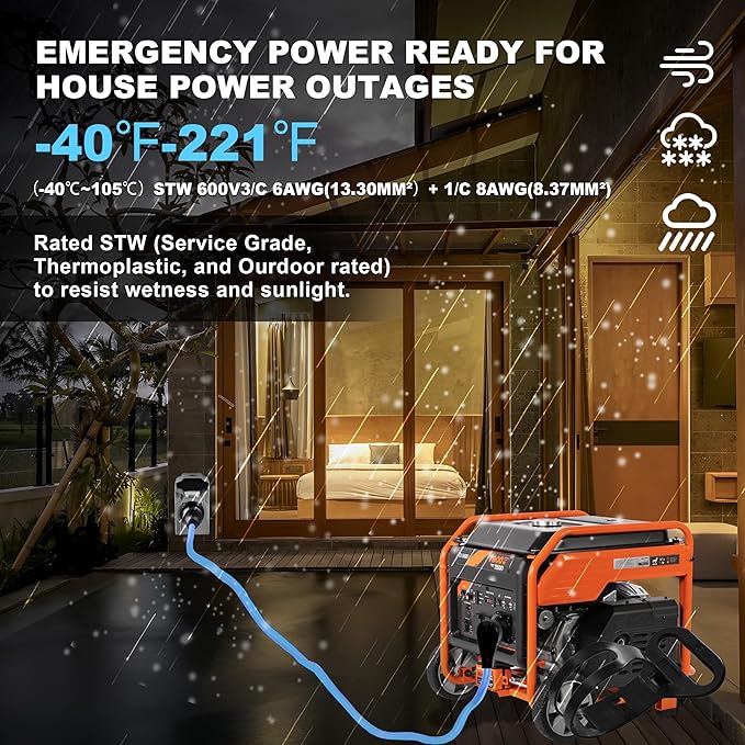 50 Amp Generator Cord and Pre-Drilled Power Inlet Box Generator Cords 50FT 50 Amp 125V/250V Generator Power Cord NEMA 14-50P / SS2-50R Twist Lock Connector
