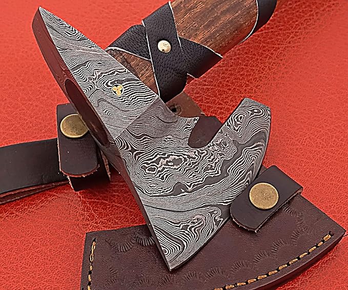 Smart &amp Sharp Hand Forge Custom Made Hatchet Axe Hand Made Damascus Steel Blade/Best Gift/Gift for him SS-17346(Rose Wood) (Rose Wood)