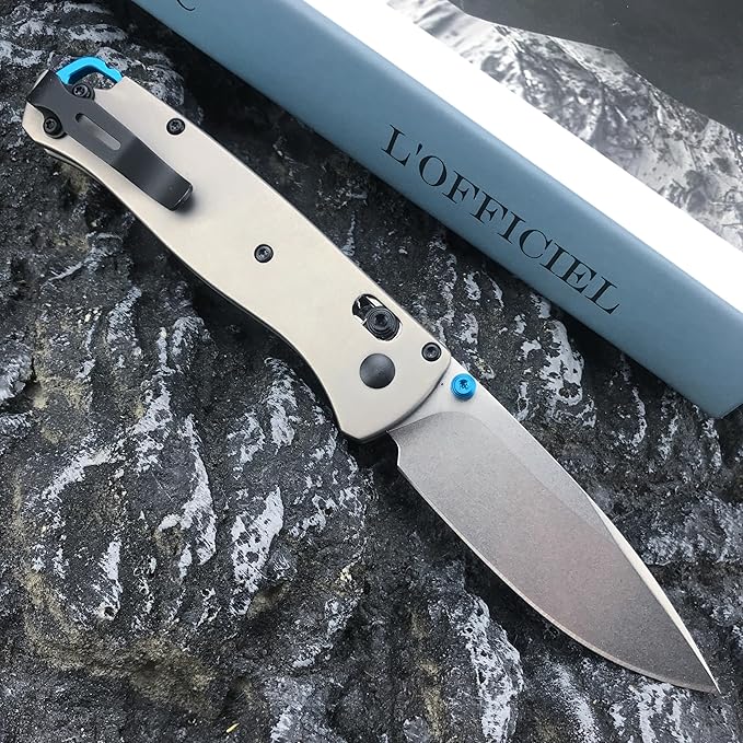 HUAAO Folding Knife with Titanium Alloy Handle EDC Pocket Knife with Pocket Clip Cool Hunting Knives Gifts for Men EDC (440C blade)