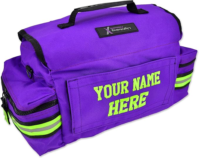 Lightning X Customizable Small Medic First Responder EMT Trauma Bag w/Embroidered Name Patch - PURPLE