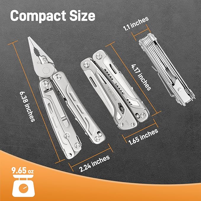 Teslong 18-in-1 EDC Multitool Pliers with Scissors Pocket Knifes with Screwdrivers Replaceable Wire Cutters and Saw with Self-locking Outdoor Survival Camping Stainless Steel Gift for Men Dad