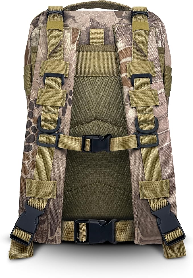 ASA TECHMED Tactical Backpack - Durable 3-Day Pack for Hiking Emergency Preparedness - Hydration Compatible (Snake Brown)
