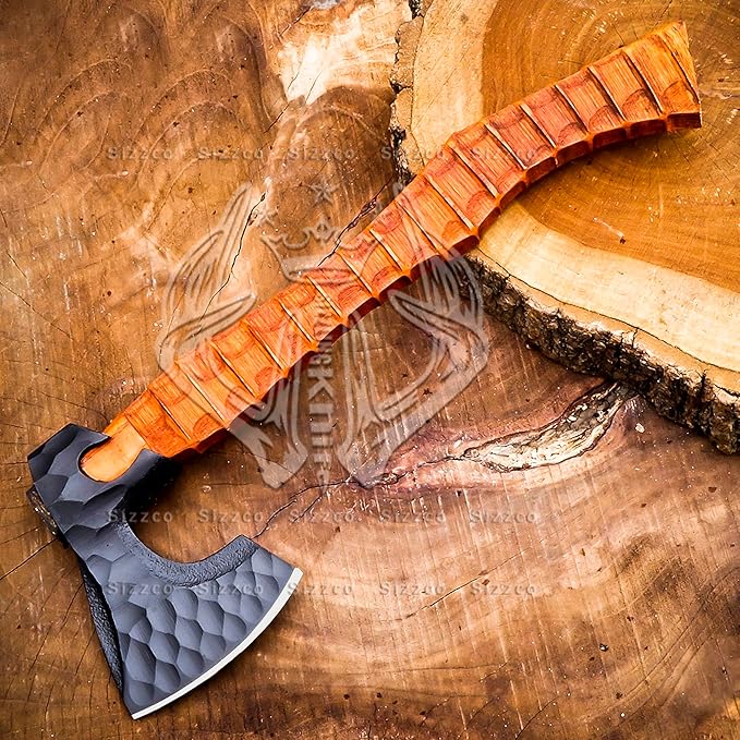 Custom Gift Forged Carbon Steel Viking Axe Bearded Axe with Ash Wood Shaft Tomahawk - Real Hatchet Best Gift