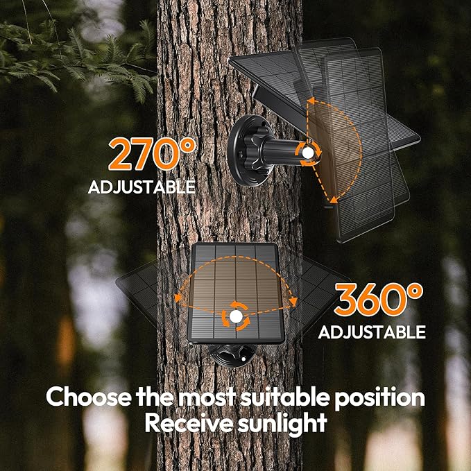 Trail Camera Solar Panel 12V/6V Solar Panel with 4000mAh 3W Solar Battery Kit Compatible with Hunting Game Camera IP66 Waterproof Hunting Accessory Trail Cam