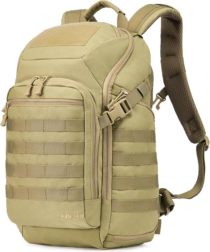 AMHEH 32L Tactical Backpack - 17 Laptop Suspended Protection 1050D Rugged Urban Everyday Carry Pack Get Home Bug Out Bag (Tan)