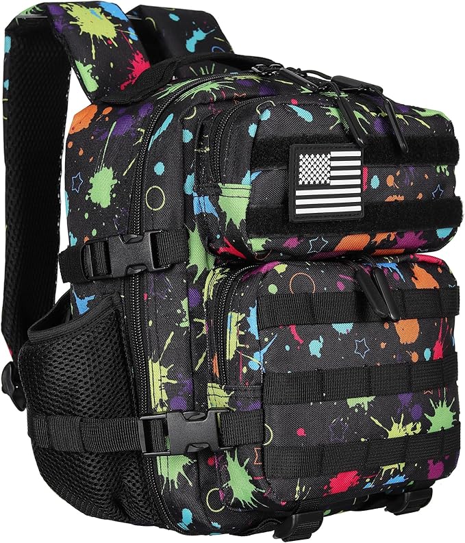 9L Mini Tactical Backpack for Men and Women Tactical Backpack Small for Hiking Small Tactical Bag (Fluorescent Tie Dye)