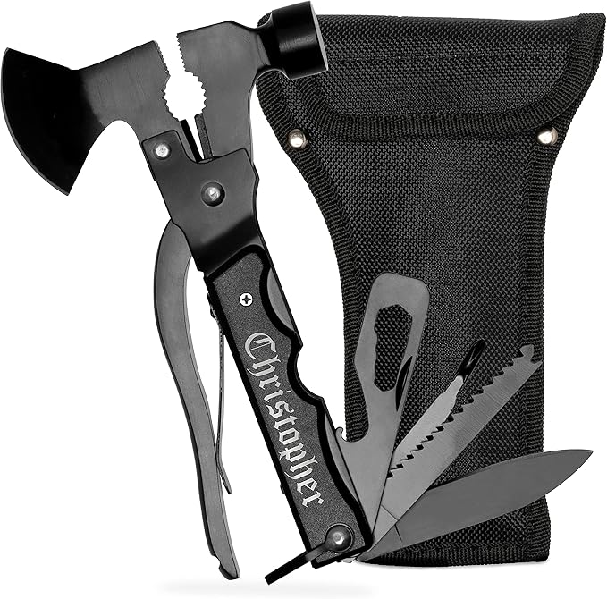 Laser Engraved - Personalized All-In-One Hammer Multitool w/Name or Customizable Text - 20 Fonts - Birthday Gifts for Dad from Son Daughter