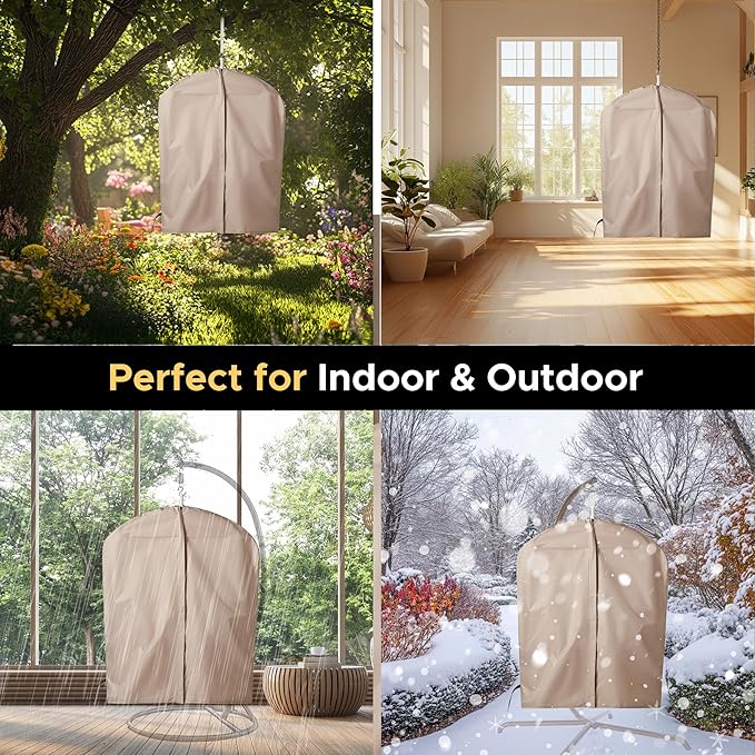 Miztli Hammock Chair with Hanging Chair Cover – Max 500 Lbs Steel Spreader Bar with Anti-Slip Rings Comfortable Indoor &amp Outdoor Hanging Chair – Includes Protective Waterproof Cover (57x45.5 in)