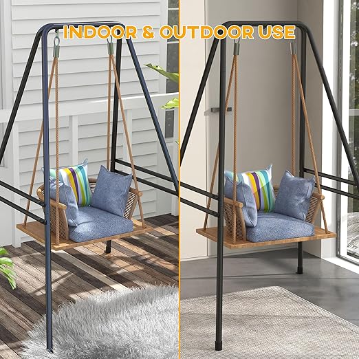 A-Shaped Hammock Chair Stand Heavy Duty Swing Stand for Indoor and Outdoor Use 330 lbs Capacity Black