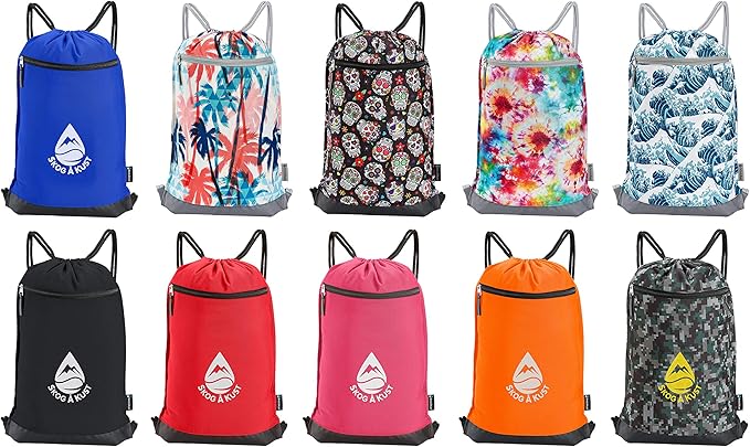 Skog Å Kust GymSak | Patented 2-in-1 Drawstring Cinch Bag with Removable Waterproof Dry Bag | Camo &amp Yellow