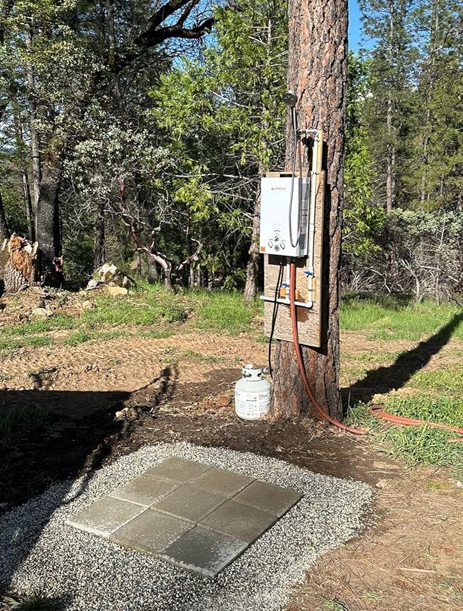 CAMPLUX Portable Propane Water Heater - 2.64GPM 3.3GPM Pump &amp Pipe Strainer 68000 BTU for Camping &amp Off-Grid Cabins