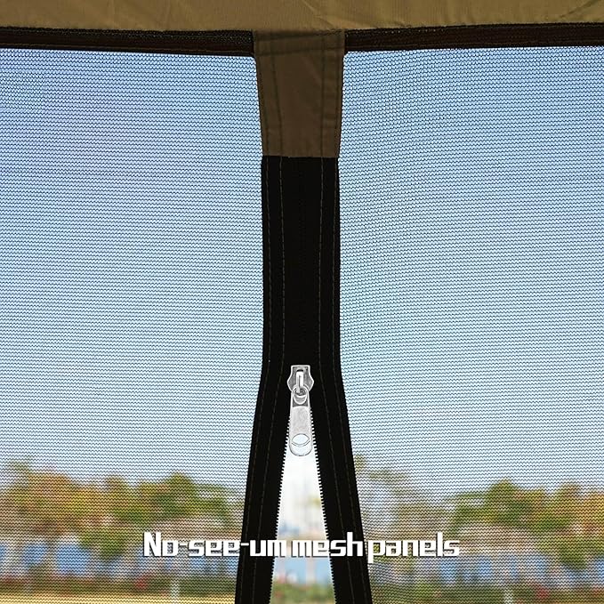 12 x 12 FT Camping Screen Tent for 8-10 Person Easy Setup Screen House with UV 50+ Sun Protection &amp Mosquito Net for Camping Backyard Picnic Patio Outdoor Kakhi