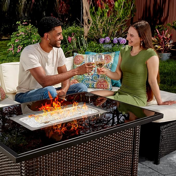 Endless Summer GAD17400SP Rectangular Outdoor Gas Brown/Black Fire Table Multi Color