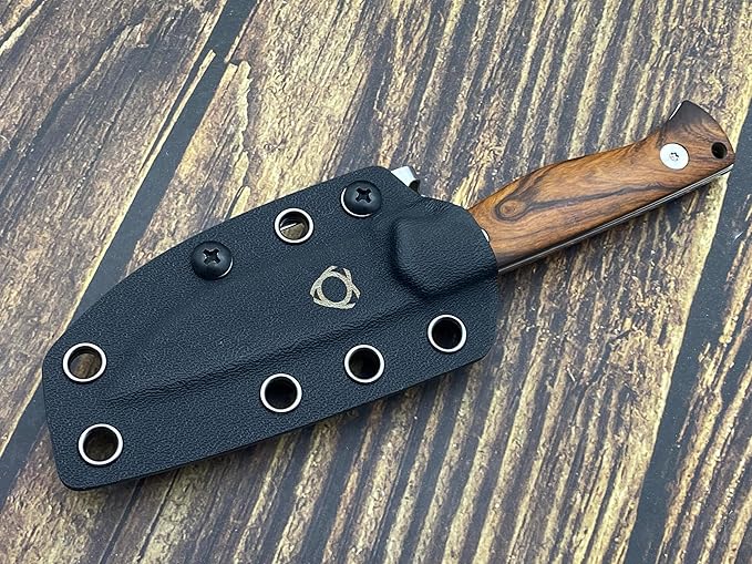 TWO SUN SixLeaf SL-41-Wood Micro Fixed Blade Knife M390 Steel Desert Ironwood handle Belt Sheath EDC Mini Tool