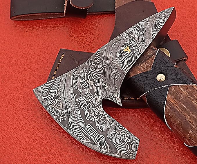 Smart &amp Sharp Hand Forge Custom Made Hatchet Axe Hand Made Damascus Steel Blade/Best Gift/Gift for him SS-17346(Rose Wood) (Rose Wood)