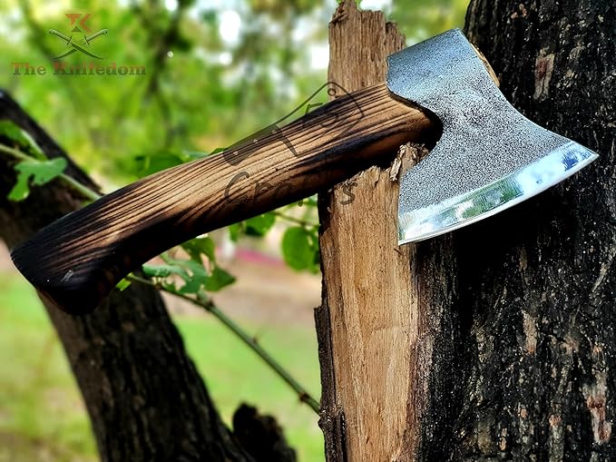 Custom and Handmade Carbon Steel Viking Axe Mini Camping Axe Hand Forged Medieval Dane Ragnar Axe Outdoor Hunting Fist Axe with Leather Sheath FS Crafts AXE004FR