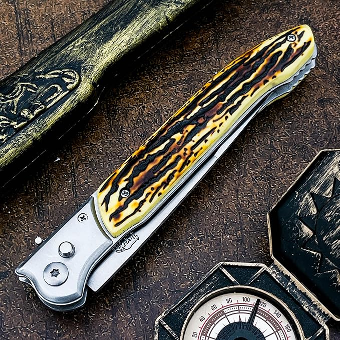 12-inch Large Pocket Folding Knife 440C Steel Blade and Resin Handle Assisted Opening with Slide Safety Lock EDC for Outdoor Hiking Camping and Adventure