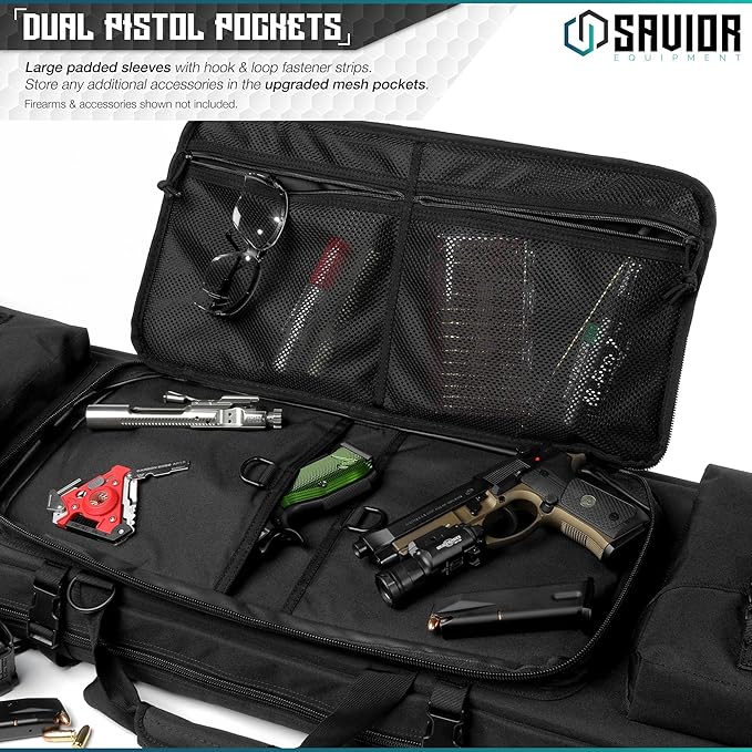 Savior Equipment Urban Warfare Tactical Double Long Gun Bag Case Backpack w/Pistol Handgun