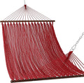 Lazy Daze Hammocks 10.5 FT Double 2 Person Caribbean Rope Hammock Hand Woven Polyester Hammock with Spreader Bars for Outside Outdoor Backyard Patio Poolside 450 LBS Capacity Red