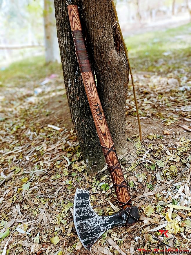 FS Crafts Viking Axe Hatchet Norse Axe- 40 Long Two-Handed Large Berserker Axe Forged Axe Bearded Dane Axe Norse Axe Scandinavian Style Viking Axe- with Sheath AXE005FR
