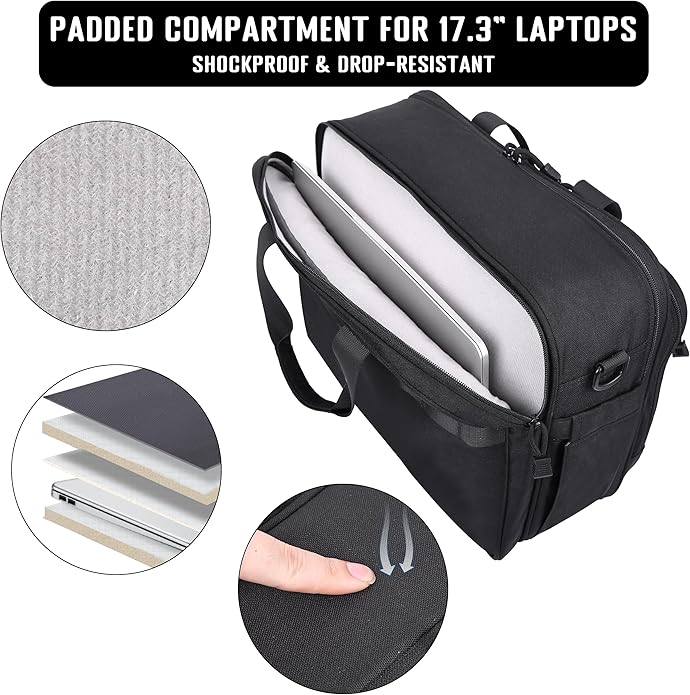 DEYACE Tactical Messenger Laptop Bag Large Military Briefcase 17.3 Inch Computer Work Office Bag for Men YKK-Zippers