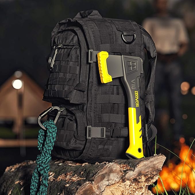 LEXIVON V10 Camping Hatchet 10-Inch Axe | Ergonomic TPR Grip Lightweight Fiber-Glass Composite Handle | Protective Carrying Sheath Included (LX-V10)