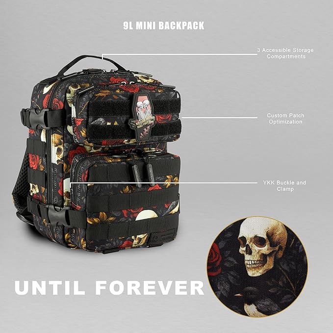 WOLFpak 9L Mini Tactical Backpack (Until Forever) | Compact Small Everyday Carry Bag for Gym School Travel | Durable Water-Resistant Daypack with Molle System and Patch Panel