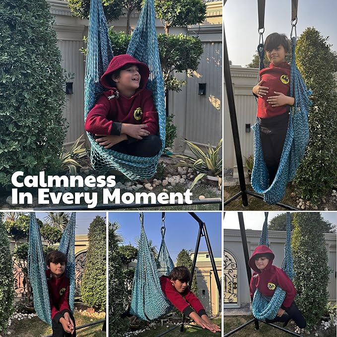 Abby &amp Noah Autism Sensory Swing for Adults &amp Kids | ADHD Indoor &amp Outdoor Swing | Ceiling Hanging Sensory Hammock for Therapy | Holds Up-to 600Lbs | Autism Sensory Products (Large - 80x6