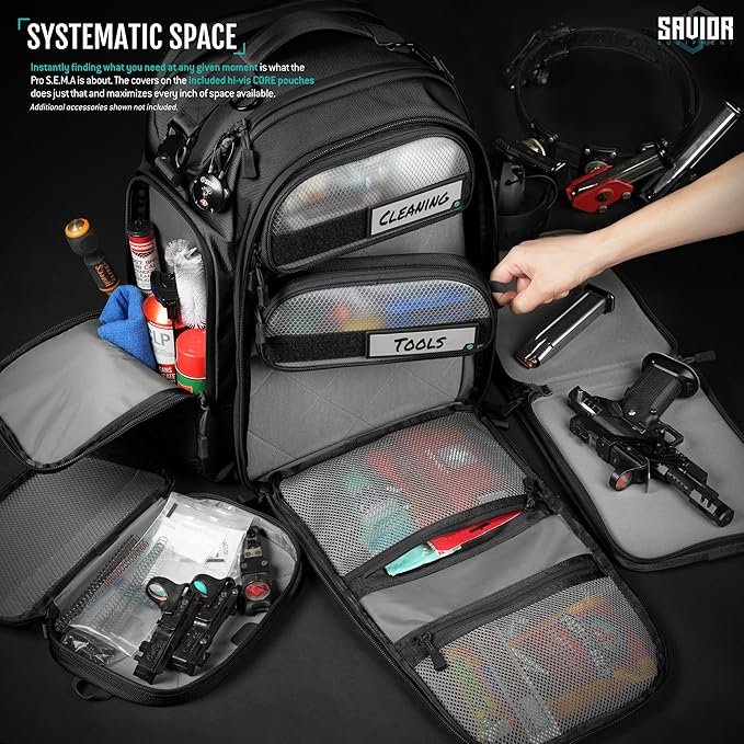 Savior Equipment Pro SEMA Tactical Backpack Competition Shooter 3 Pistol Sleeve