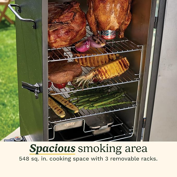Cuisinart 30 Electric Smoker 3 Adjustable Racks Large Capacity BBQ Meat Smoker Water &amp Wood Trays for Smoked Meat Brisket Salmon &amp Jerky Adjustable Temperature Control