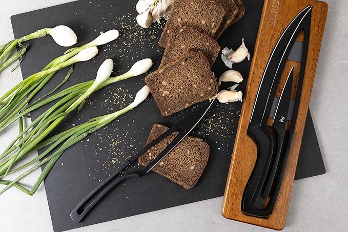 NestKnife Magnetic Knife Set - VG10 High Carbon Stainless Steel Chef Knife Set with Patented Space-Saving Nesting Design &amp Magnetic Holder - 4 Piece Razor Sharp Professional Knife Set For Kitchen