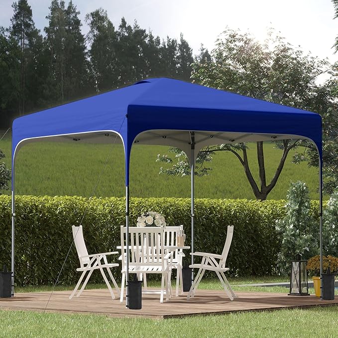10x10ft Blue Reliable Pop-Up Gazebo Featuring Waterproof Canopy Aluminum FFor rame Carry Case Four Wheels Height Adjustable Mechanism