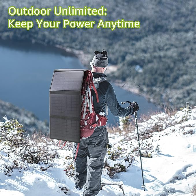 Portable Solar Panel 40W Foldable Solar Charger for Outdoor Solar Power Station Generator Adjustable Kickstand10 in 1 ConnectorsDC to DC CableUSB QC3.0 Output for Camping RV Road Trip Adventure