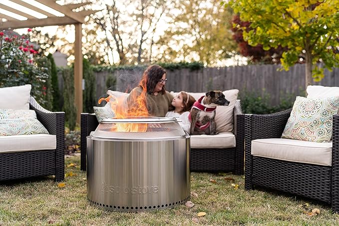 Solo Stove Yukon Big Yard Bundle 2.0 | Incl. Yukon Smokeless Fire Pit with Stand Shelter Shield Portable for Wood Burning Removable Ash Pan Stainless Steel H: 19.8in x Dia: 27in 50.85lbs