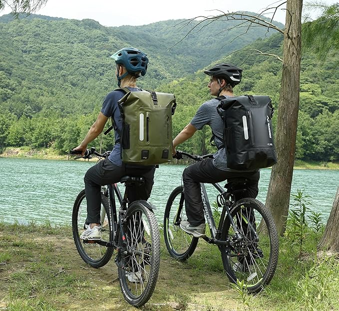 MARCHWAY Roll Top Waterproof Backpack Floating Dry Bag 20L/30L/45L with Ergonomic Rectangular Base Cushioned Back Hip Strap for Hiking Camping Kayaking Travel (Black 20L)
