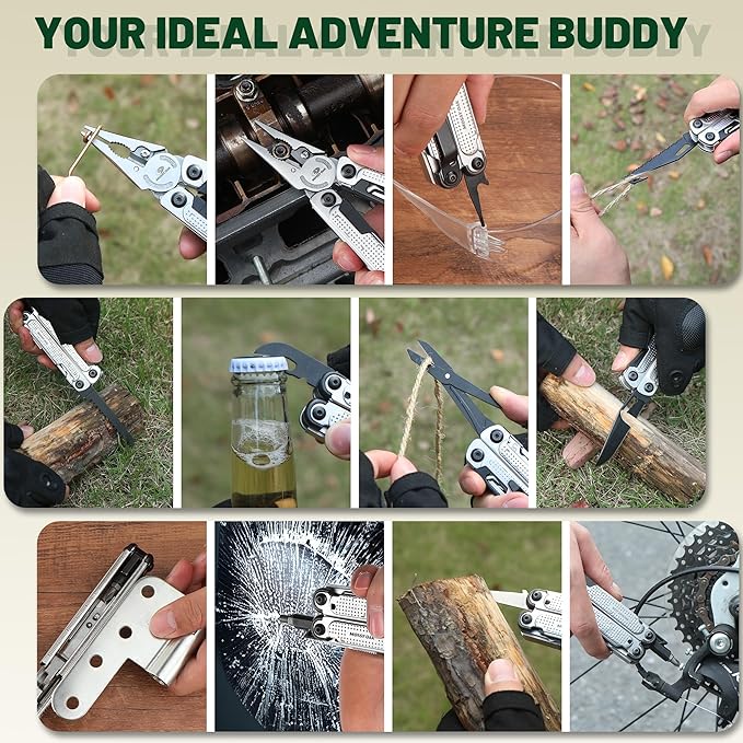 MOSSY OAK Multitool 20-in-1 Stainless Steel Multi Tool Pliers Self-locking Pliers with Sheath-Perfect for Outdoor Survival Camping Hiking