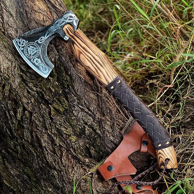 SS SMART &amp SHARP SPORTS INC Custom Handmade High Carbon Steel Viking Axe Real HatchetGift for hIm17.5 inches SS-17602 (Medieval Axe)