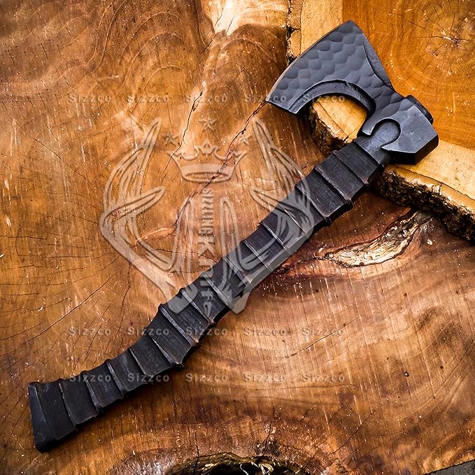 Custom Gift Forged Carbon Steel Viking Axe Bearded Axe with Ash Wood Shaft Tomahawk - Real Hatchet Best Gift for Anniversary Valentine's Day Birthday Premium Leather Sheath