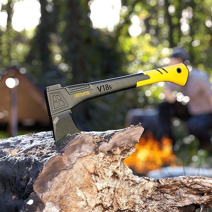 LEXIVON V18s Splitting Axe 18-Inch Lightweight Fiber-Glass Composite Handle &amp Ergonomic TPR Grip | Protective Carrying Sheath Included (LX-V18s)
