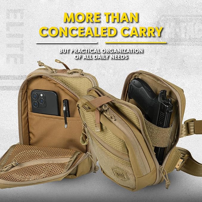 M-Tac Elite Sling Bag - EDC Tactical Crossbody Concealed Carry CCW Chest Pack