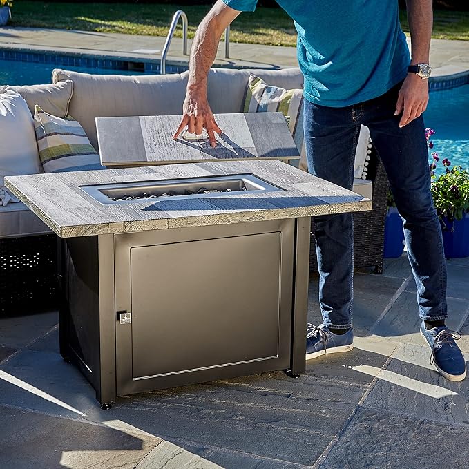 Ashton Gray 40x28” Rectangular Gas Fire Table