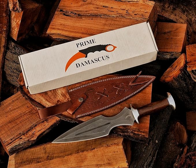 Handmade Dagger Knife with Leather Sheath- Double Edge Knife for Camping Work- Best Handmade Gift