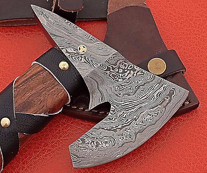 Smart &amp Sharp Hand Forge Custom Made Hatchet Axe Hand Made Damascus Steel Blade/Best Gift/Gift for him SS-17346(Rose Wood) (Rose Wood)