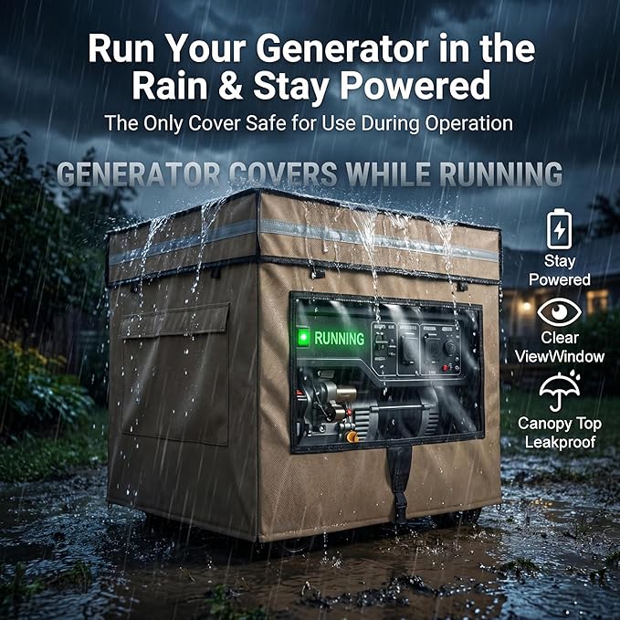 Generator Covers While Running 38L x 28W x 27H Heavy Duty Generator Cover for Outside Compatible with 10000+W Generator All Season Protection for Generator Khaki