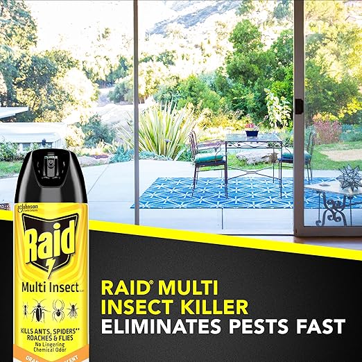 Raid Multi Insect Killer Aerosol Kills Ants Spiders Roaches and Flies No Lingering Chemical Odor Indoor and Outdoor Use 15 Ounce (Pack of 2)
